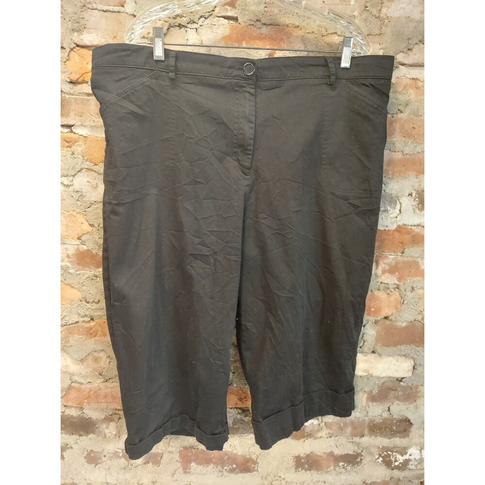 White Stag Womens Plus Capris 20W Black Stretch Cuffed Hem Pants